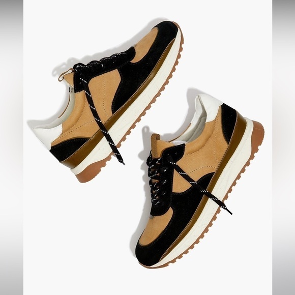 Madewell Kickoff Trainer Sneakers in Leather and Suede MA584 Navy Tan 9 - Picture 1 of 13